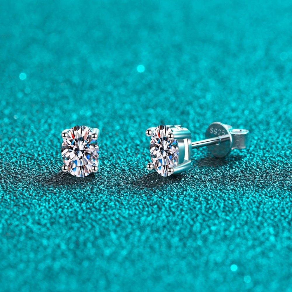 Certified 4ct. t.w. Moissanite Diamond Oval Cut Stud Earrings NEW - Picture 7 of 14